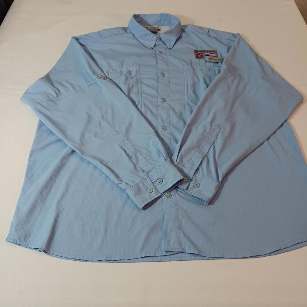 Columbia FM7055 BOAT INC Men's Blue Vented Button-Down Employee Shirt XXL 2XL
